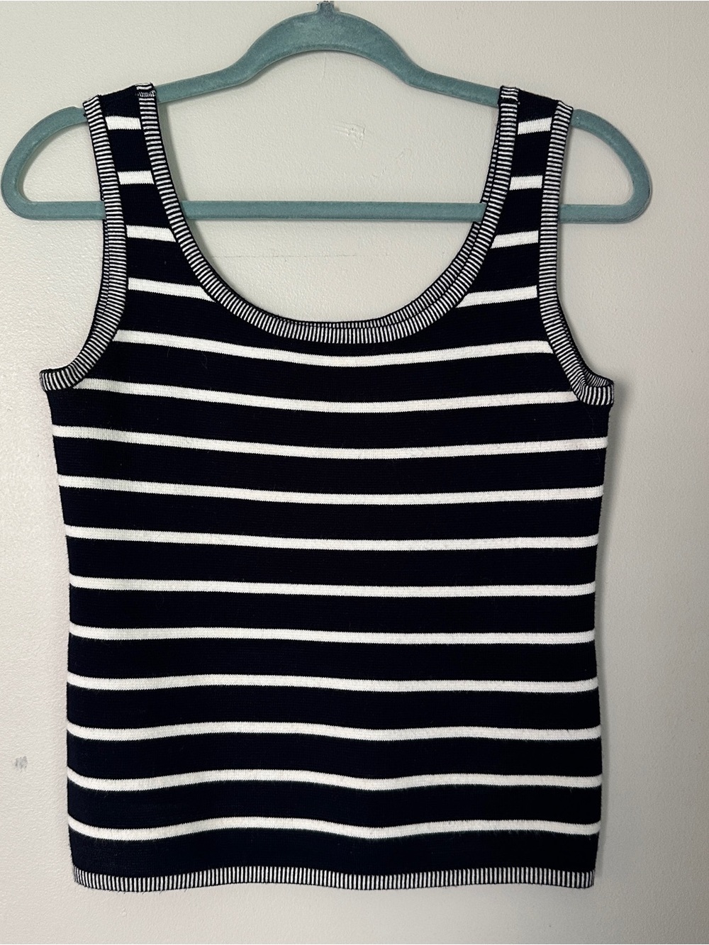 Cyrus Blue and White Striped Scoop Neck Tank